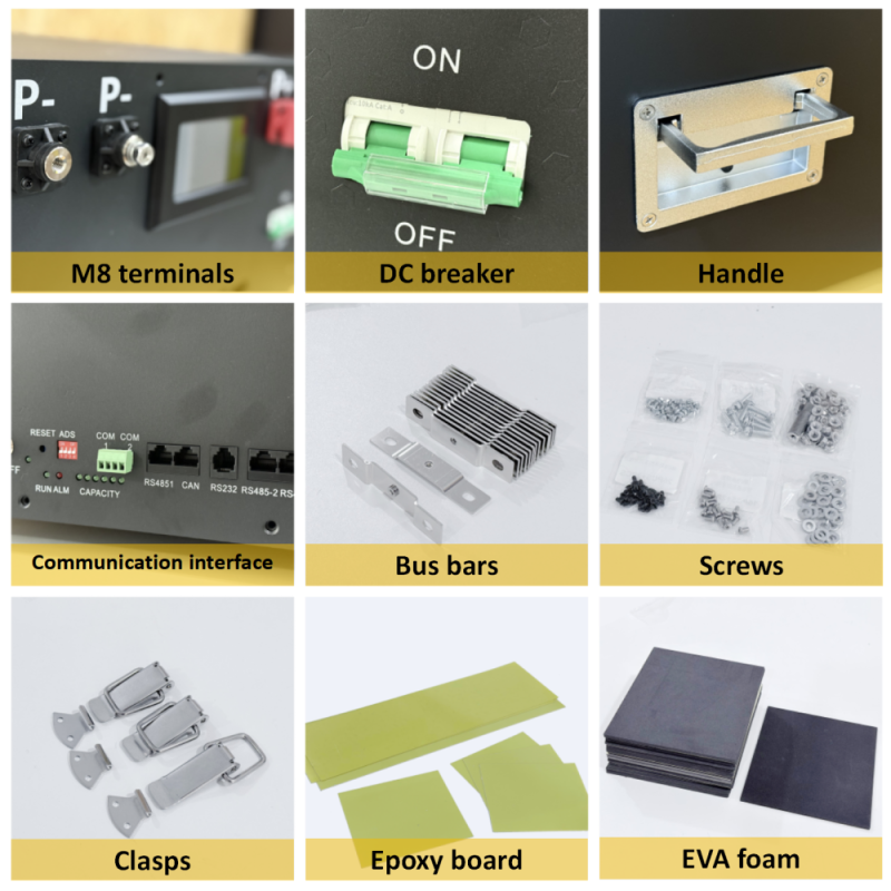 USA Stock Docan Apex DIY LifePo4 15KWH Assembled Battery Packs with JK PB2A16S20P BMS, with DC air breaker