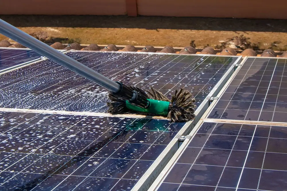 Solar panel cleaning to prevent hot spots
