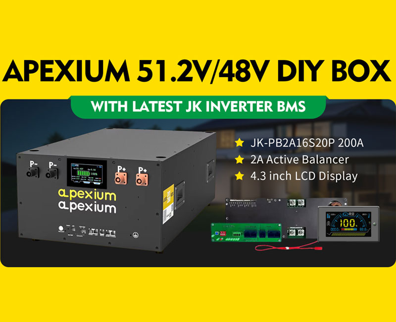 EU Apex stackable DIY LiFePO4 battery box with JK 200A BMS