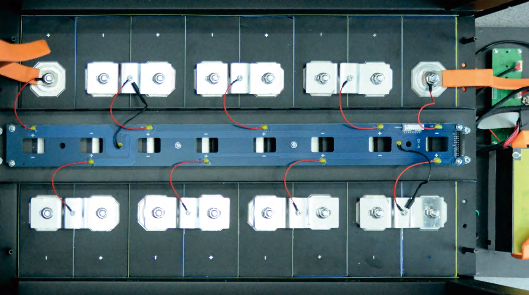 Two-layer 16S EVE MB56 battery box internal layout